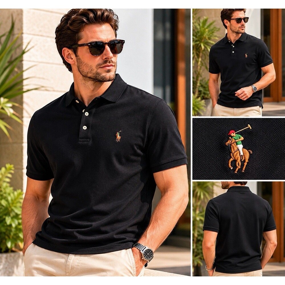 MENS POLO RALPH LAUREN SHORT SLEEVE CLASSIC FIT BLACK POLO SIZE XLARGE